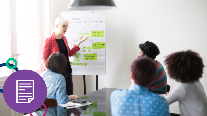 Woman presenting a project to group