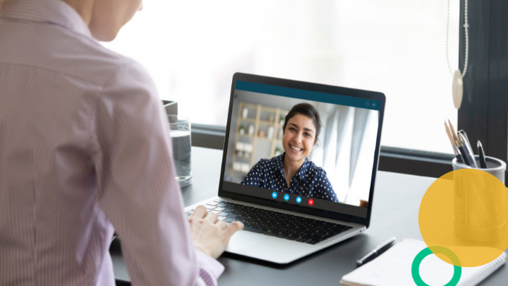 Person speaking with woman on video chat