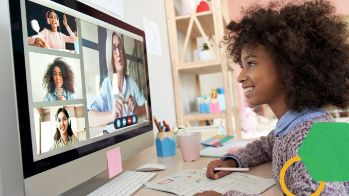 Student watching video call