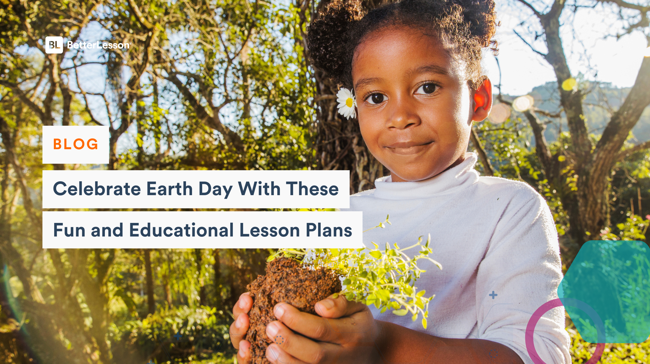 Child carefully holding a small plant with soil in their hands on blog covering Earth Day Lesson Plans