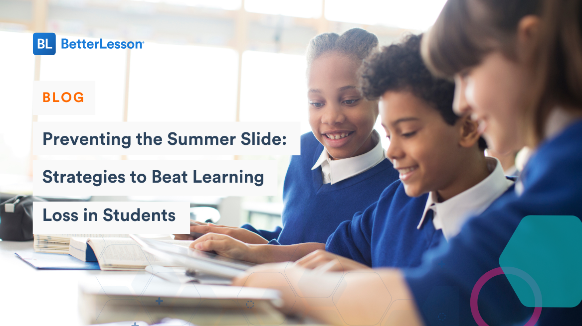 Students collaborating on schoolwork in a blog post titled 'Preventing the Summer Slide: Strategies to Beat Learning Loss in Students'