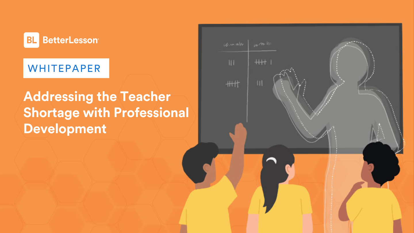 White paper on 'Addressing the Teacher Shortage with Professional Development' alongside outline of teacher and students