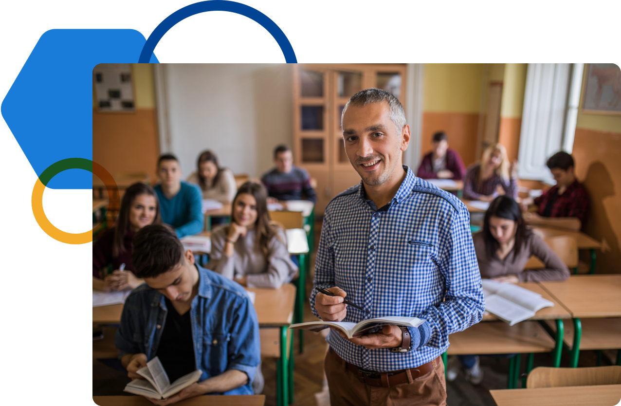 Teacher standing in front of classroom