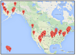 Map of BetterLesson's district partners as of February 2016