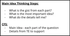 Graphic of main idea thinking steps